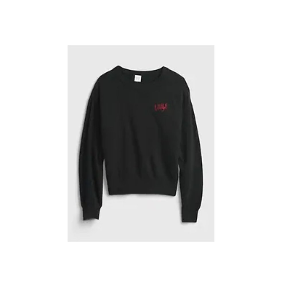 NWT Gap Kids Black Embroidered Love Sweater M (8)